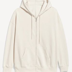 NWT OLD NAVY Oversized Full-Zip Hoodie Color WISE BONE drawstring hood